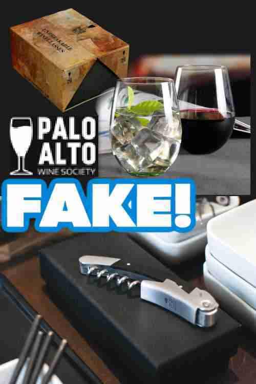 Palo Alto Wine Society: Fake Offers for Corkscrew, Wine Glasses